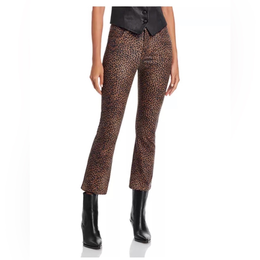 FRAME Le Crop Mini Boot Cut coated jeans Leopard Print Women's Pants mid rise 24